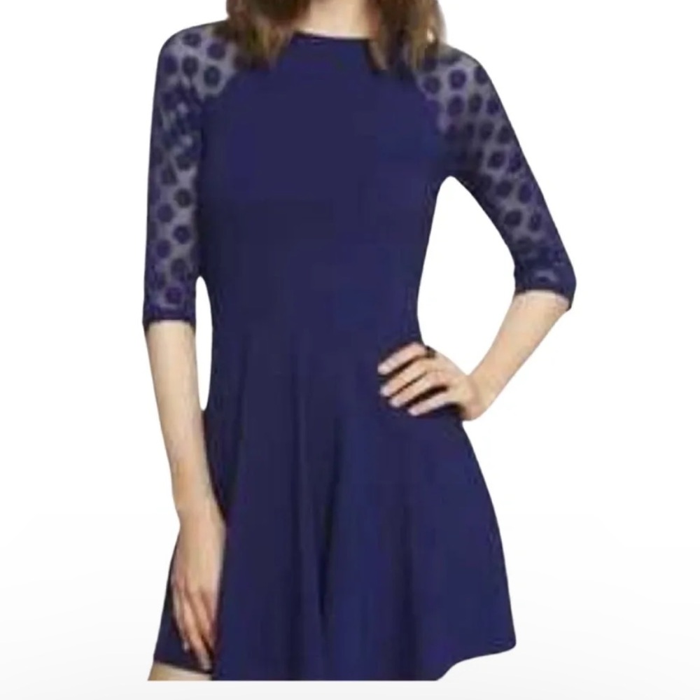 Express polka dot sleeve swing dress